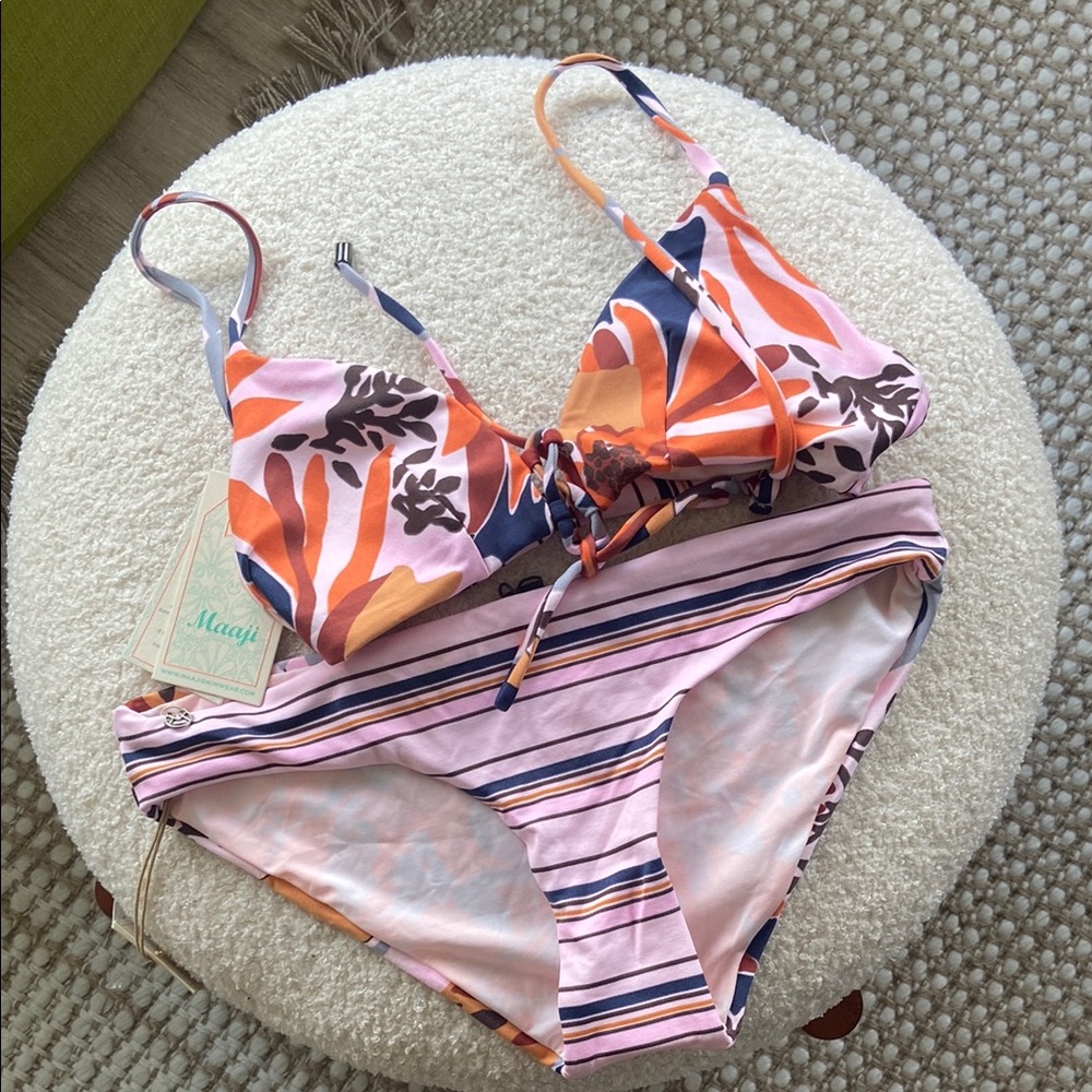 Maaji Pink and Orange Bikini Set Tropical Small